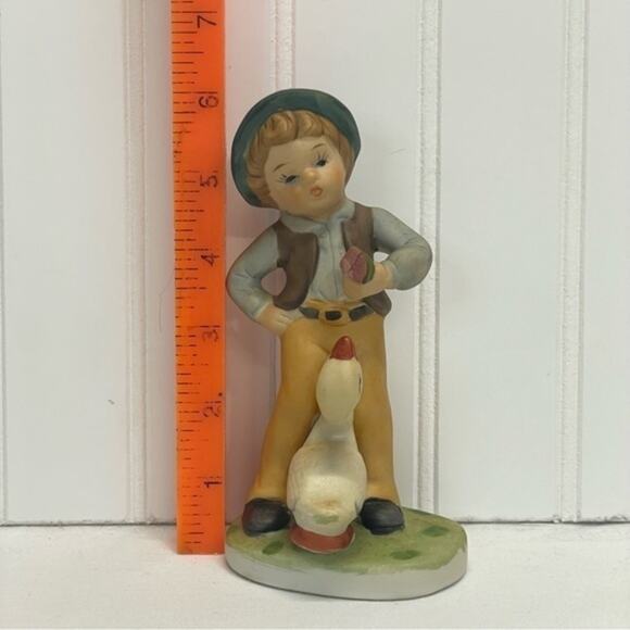 Vintage Ceramic Boy with Goose mini figurine hand painted decor accent piece - Picture 4 of 10